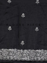 Black semi tusser silk saree with rich sequin work