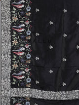 Black semi tusser silk saree with rich sequin work
