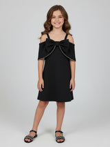 Black square necked terry rayon fabric