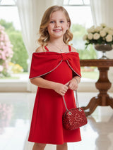Red party wear terry rayon frock for girls