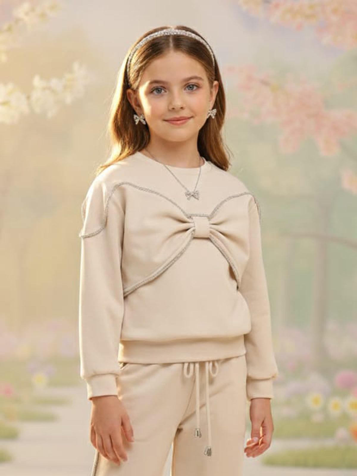 Cream lycra casual wear co ord set