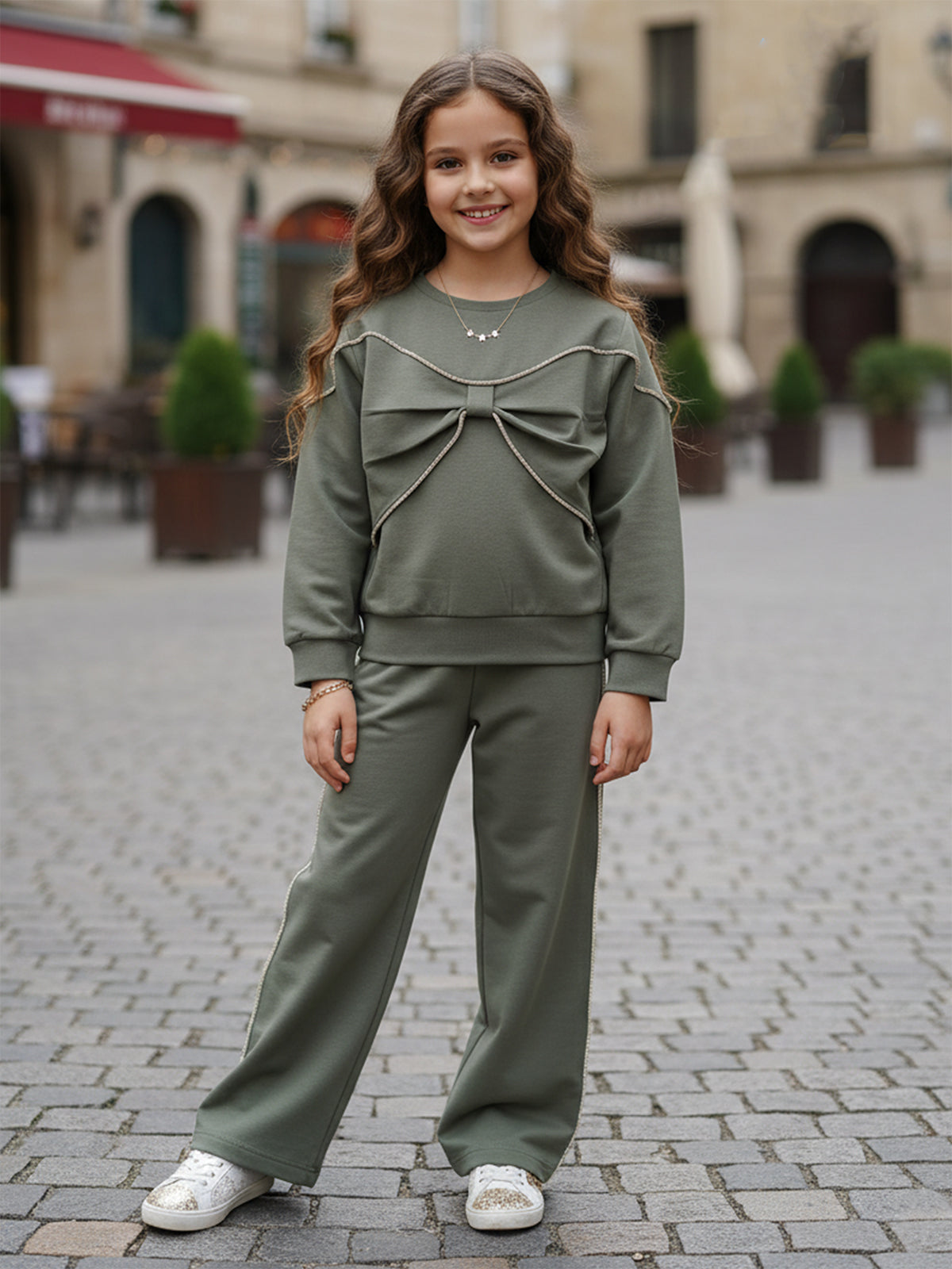 Dark grey lycra co ord set for girls