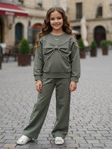 Dark grey lycra co ord set for girls