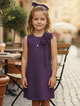Purple girls frock in terry rayon