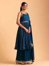 Navy silk palazzo suit for festive celebration