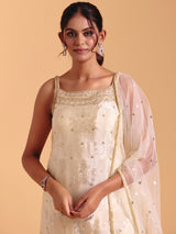 Cream silk palazzo suit for wedding wear