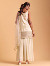 Cream silk palazzo suit for wedding wear