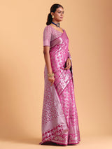 Light wine silk saree with zari shine
