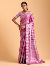 Light wine silk saree with zari shine