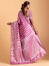 Light wine silk saree with zari shine