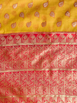 Mustard yellow modal silk banarasi saree