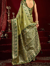 Green modal silk banarasi zari saree