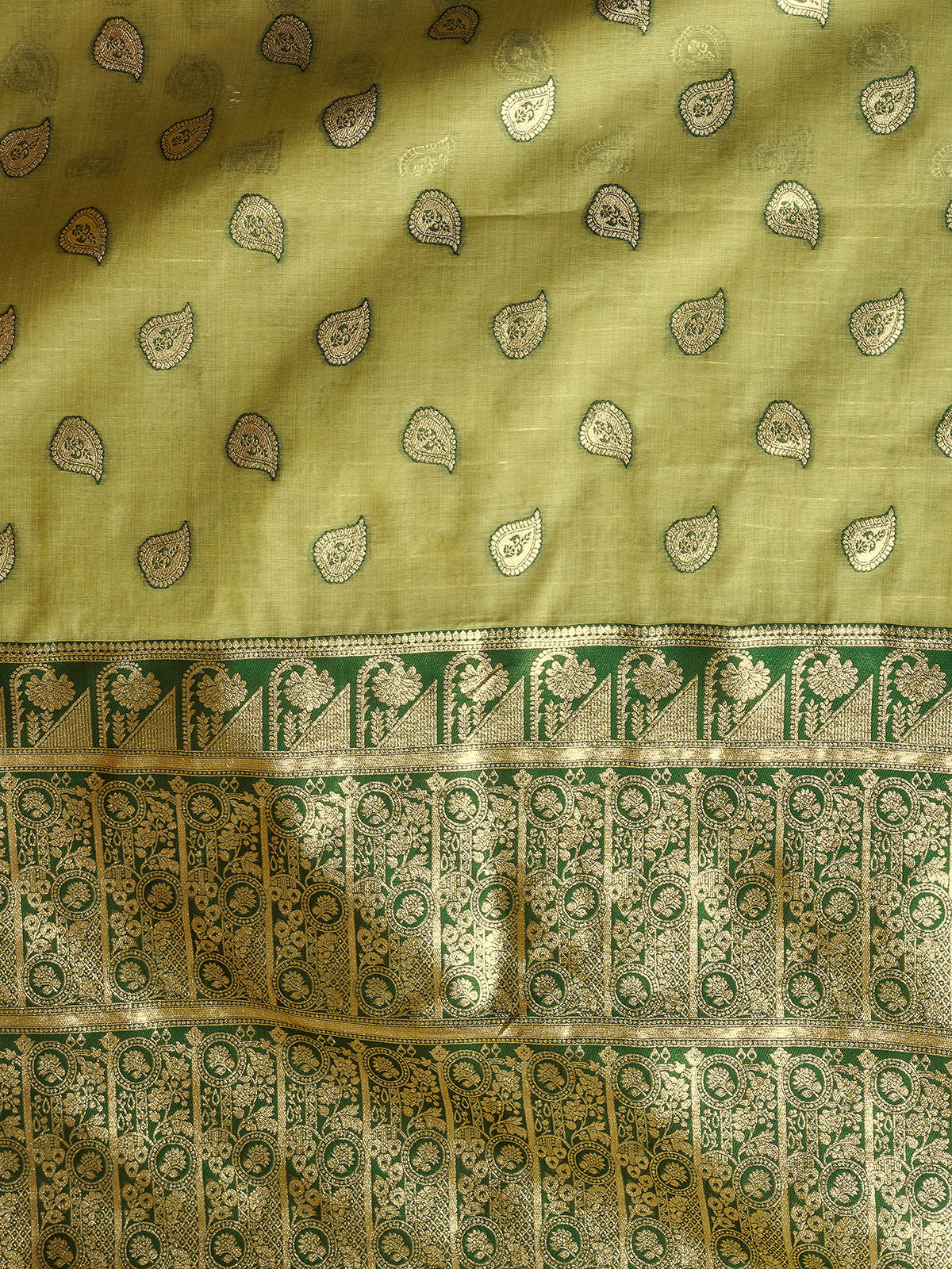 Green modal silk banarasi zari saree