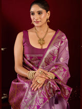 Purple modal silk banarasi zari saree