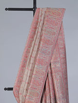 Beige pashmina silk saree with zari motifs