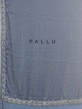 Dark grey semi tissue silk saree with diamond zardosi design