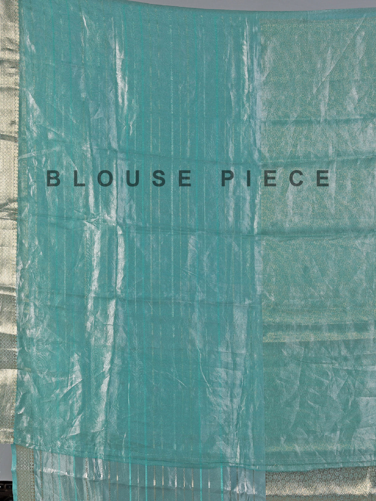 Aqua organza tissue silk saree with luxury detailing