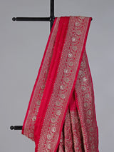 Magenta dola silk saree with zardosi and mirror work