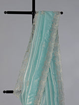 Aqua tissue silk festive wedding saree