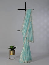 Aqua tissue silk festive wedding saree