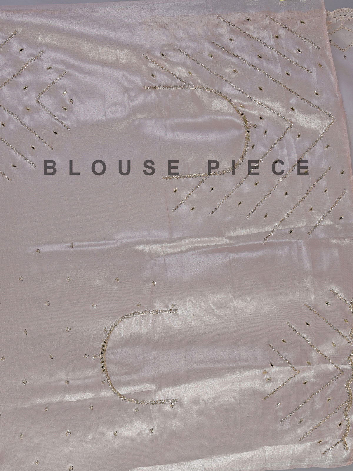 Peach tissue silk mirror worked saree
