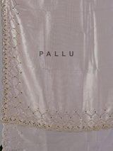 Peach tissue silk mirror worked saree