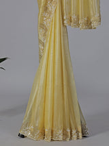 Yellow tissue silk haldi wedding saree