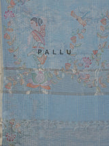 Sky blue floral cotton silk saree