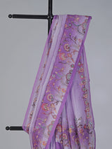 Purple semi tusser silk saree