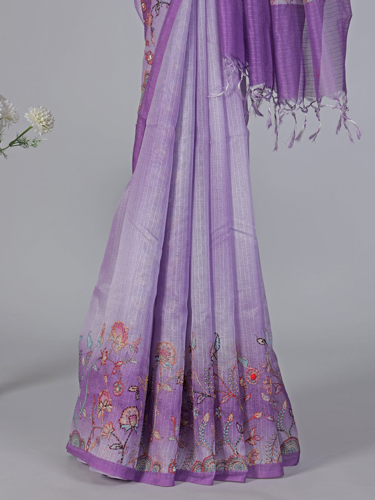 Purple semi tusser silk saree
