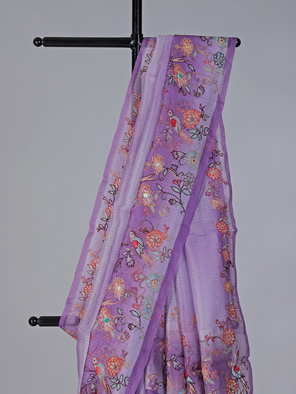 Purple shaded art cotton saree