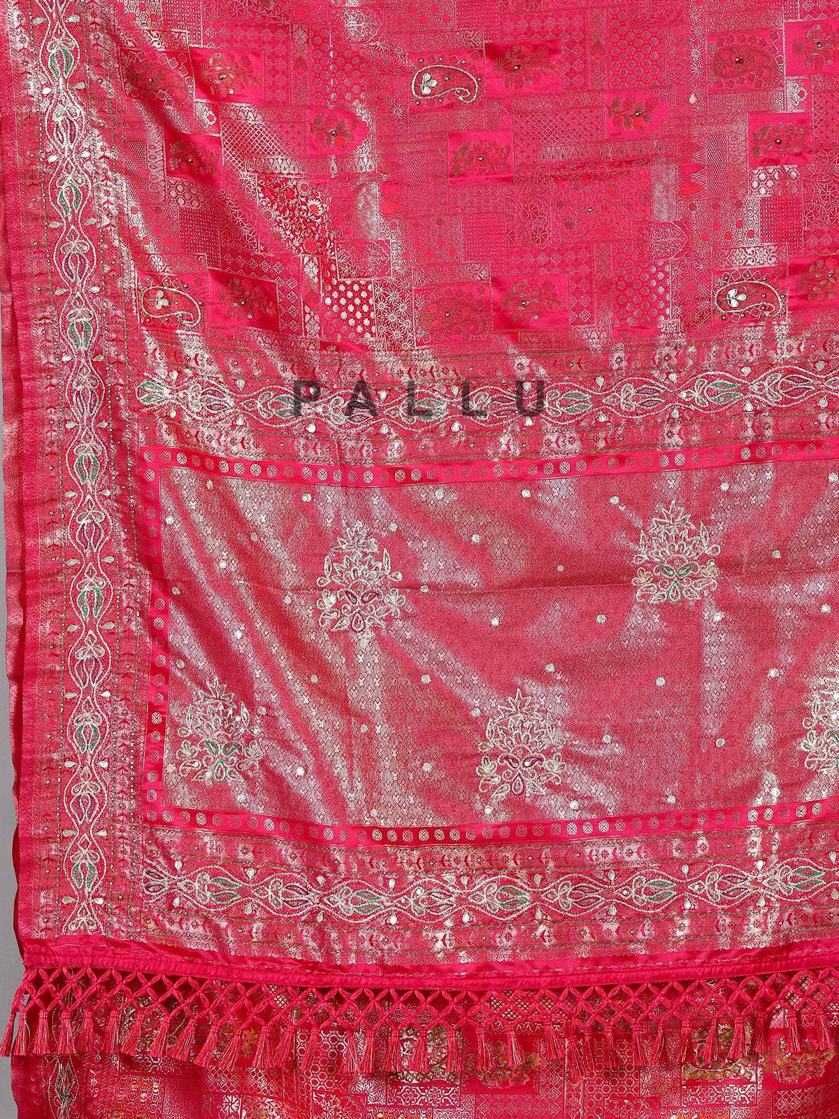 Reddish pink semi silk festive saree