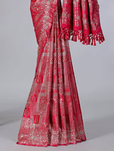 Reddish pink semi silk festive saree
