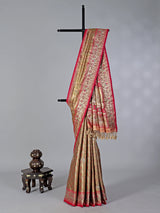 Olive kanjivaram silk embellished saree
