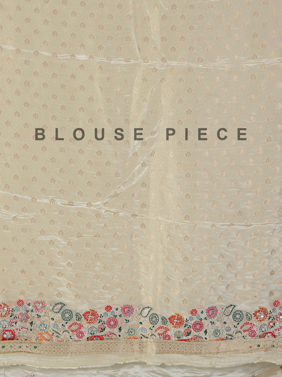 Cream dola silk festive embellished saree