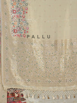 Cream dola silk festive embellished saree