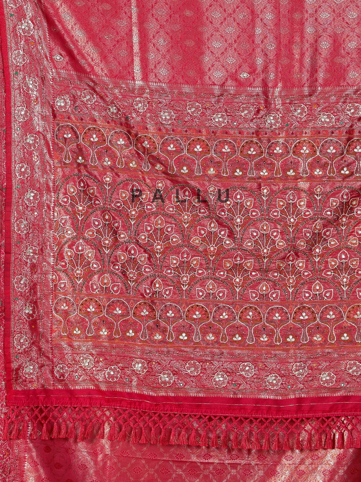 Red semi kanjivaram silk wedding wear saree