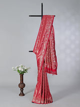 Red semi kanjivaram silk wedding wear saree