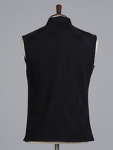 Black textured cotton silk waistcoat
