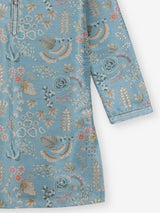 Stone blue floral printed boys kurta suit
