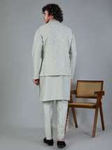 Light sage green silk waistcoat set