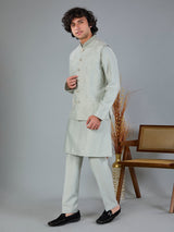 Light sage green silk waistcoat set
