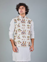 White silk reception wear waistcoat set
