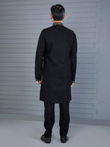 Black rayon cotton resham and sequin waistcoat set