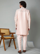 Light pink silk embroidered indowestern pant set