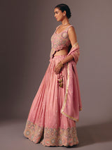Pink silk designer lehenga choli for reception wear