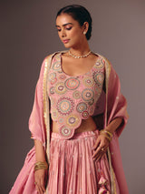 Pink silk designer lehenga choli for reception wear