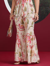 Cream printed designer palazzo suit