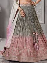 Grey and onion pink shaded lehenga choli
