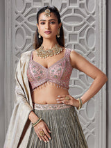 Grey and onion pink shaded lehenga choli